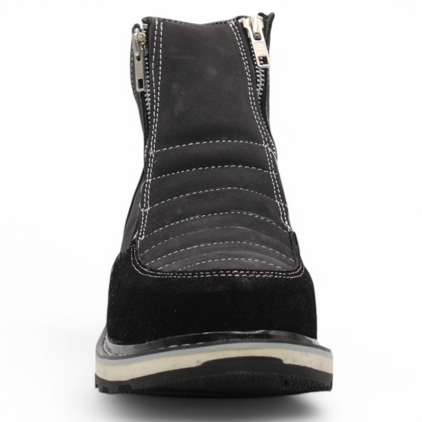 Men’s Double Zipper Leather Work Shoe – Round Toe | Soft Toe | Rubber Sole