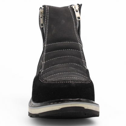 Men’s Double Zipper Leather Work Shoe – Round Toe | Soft Toe | Rubber Sole