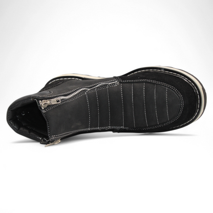 Men’s Double Zipper Leather Work Shoe – Round Toe | Soft Toe | Rubber Sole