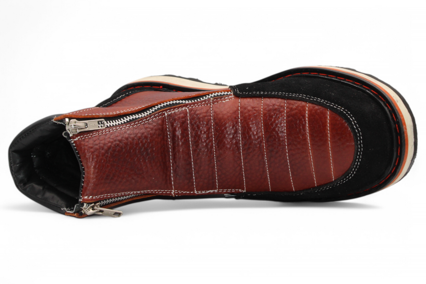 Men’s Double Zipper Leather Work Shoe – Round Toe | Soft Toe | Rubber Sole | Shedron