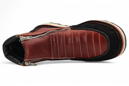 Men’s Double Zipper Leather Work Shoe – Round Toe | Soft Toe | Rubber Sole | Shedron