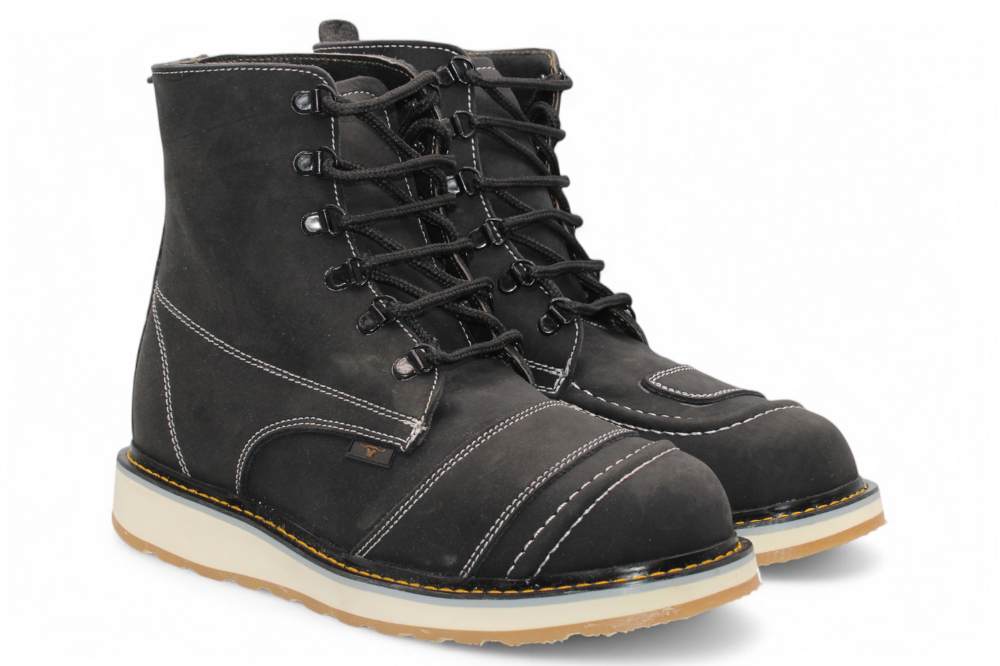 Men’s Leather Work Shoe – Round Toe | Soft Toe | Rubber Sole Black