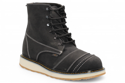 Men’s Leather Work Shoe – Round Toe | Soft Toe | Rubber Sole Black