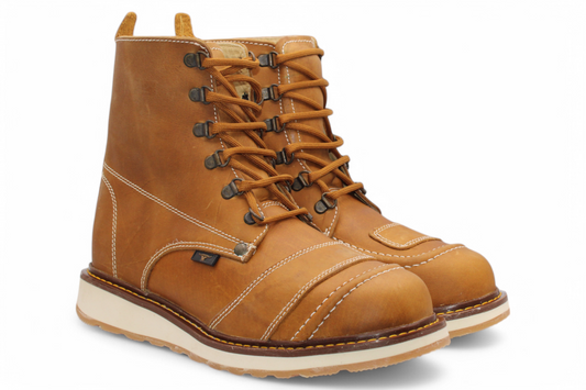 Men’s Leather Work Shoe – Round Toe | Soft Toe | Rubber Sole Honey