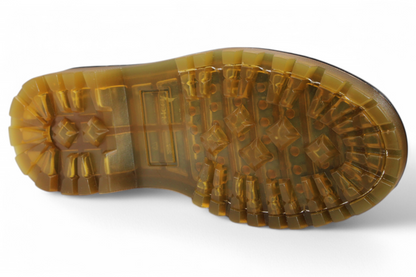 Men’s Round Toe Leather Work Boot – See-Through Sole | Lace-Up | Rubber Grip Black