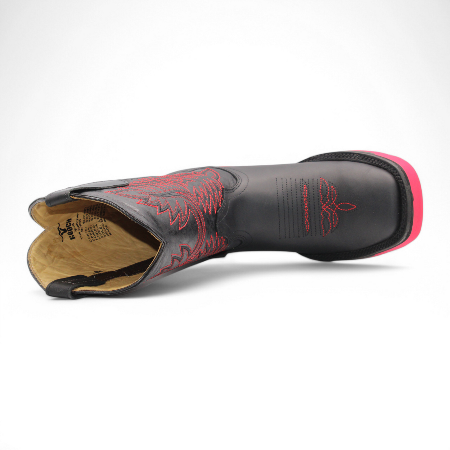 Men’s Square Toe Black Boots Rubber Sole w/ Red Bottom