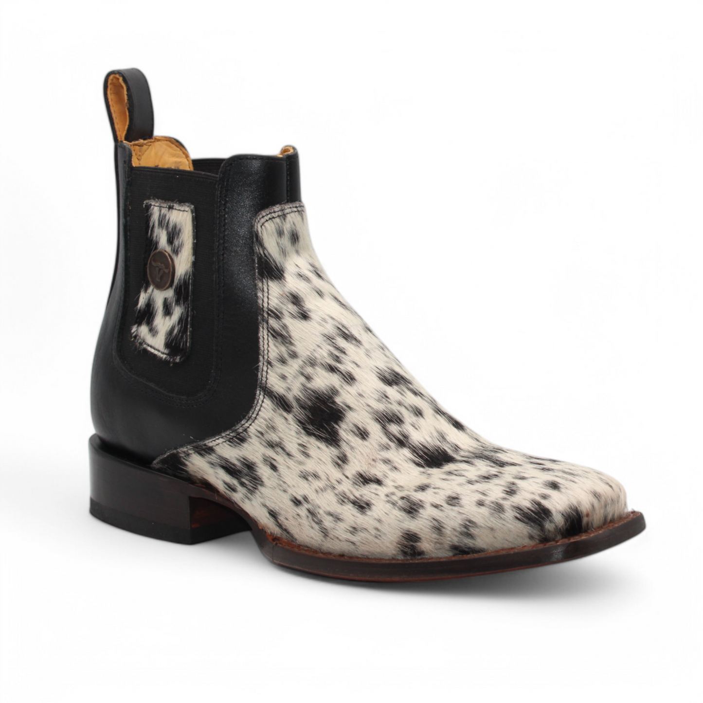 Men's Square Toe Cowhide Hair Botin