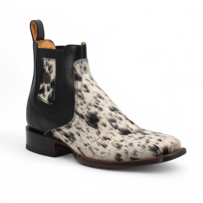 Men's Square Toe Cowhide Hair Botin