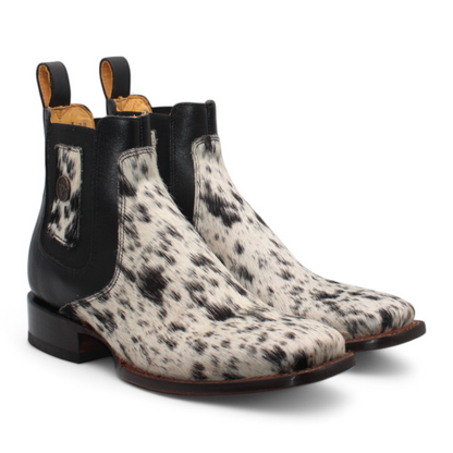Men's Square Toe Cowhide Hair Botin