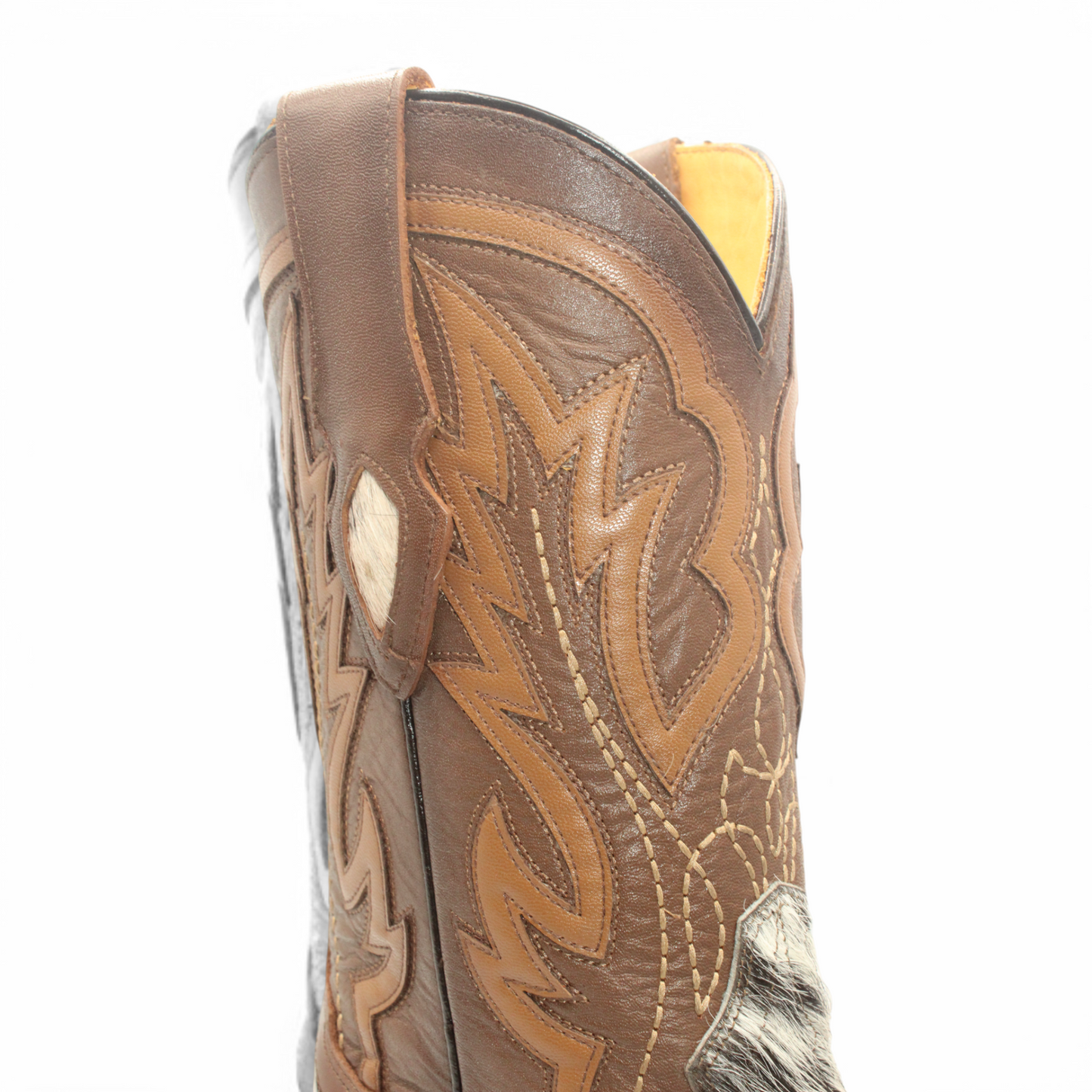 Men’s Square Toe Cowhide Hair Boot – Laser Engraved | Handmade | Leather Sole