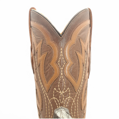 Men’s Square Toe Cowhide Hair Boot – Laser Engraved | Handmade | Leather Sole