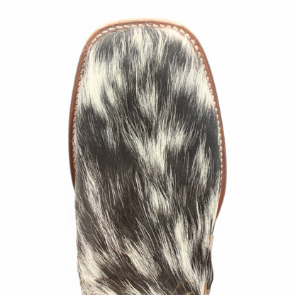 Men’s Square Toe Cowhide Hair Boot – Laser Engraved | Handmade | Leather Sole