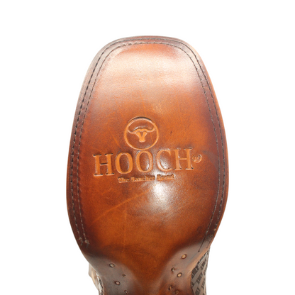 Men’s Square Toe Cowhide Hair Boot – Laser Engraved | Handmade | Leather Sole