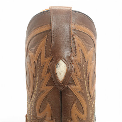 Men’s Square Toe Cowhide Hair Boot – Laser Engraved | Handmade | Leather Sole