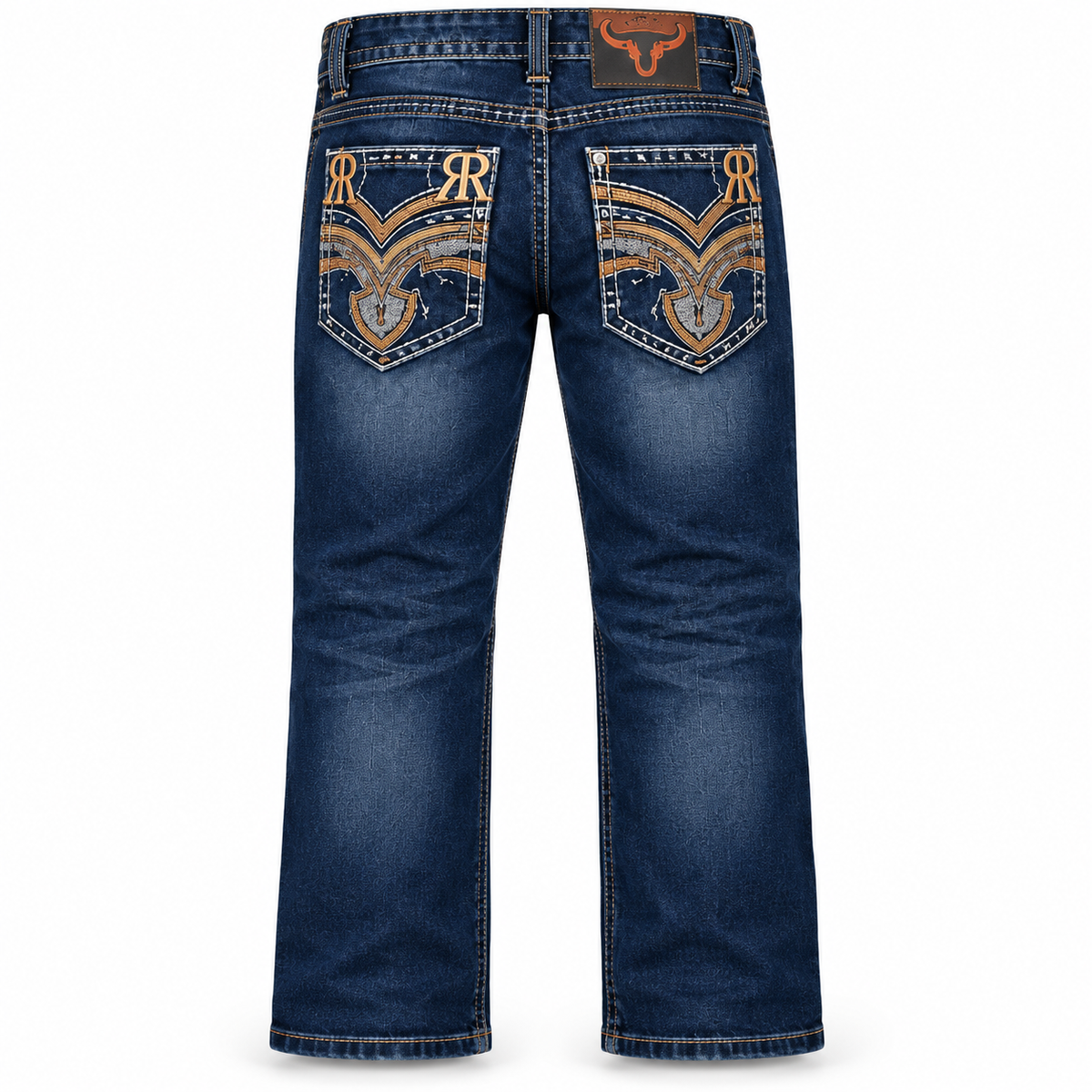 Kids western jeans P-1505 Dark Blue back view