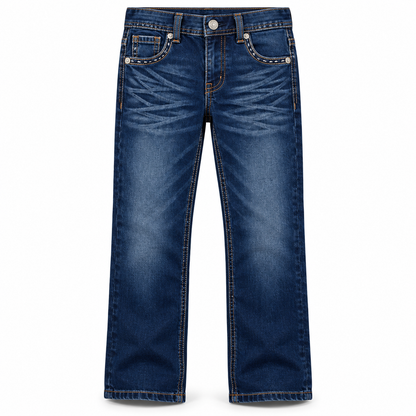 Kids western jeans P-1505 Dark Blue front view