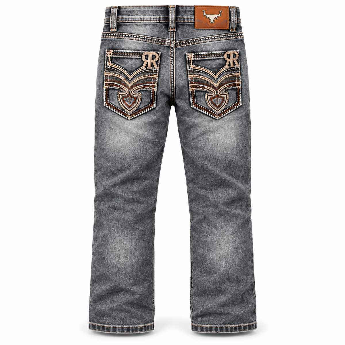 Kids western jeans P-1505 Grey Wash back view