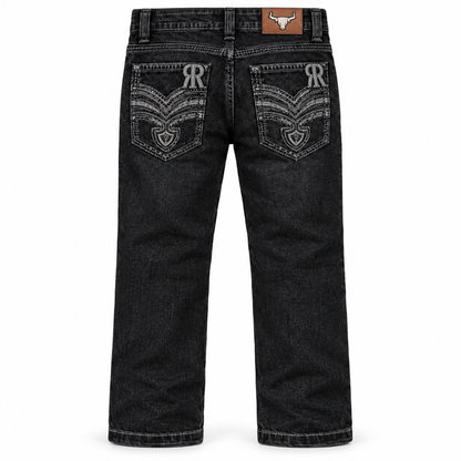 Kids western jeans P-1505 Jet Black back view