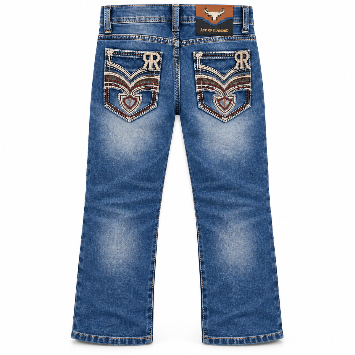 Kids western jeans P-1505 Mid Blue back view