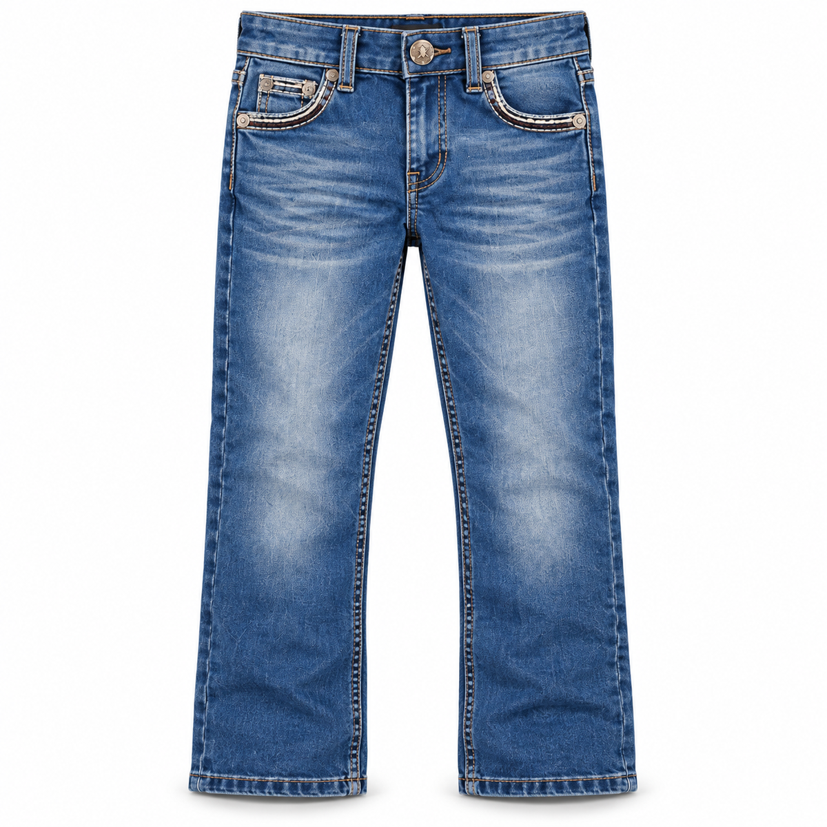 Kids western jeans P-1505 Mid Blue front view