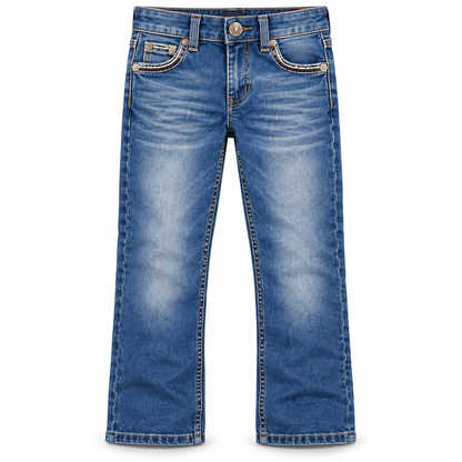 Kids western jeans P-1505 Mid Blue front view