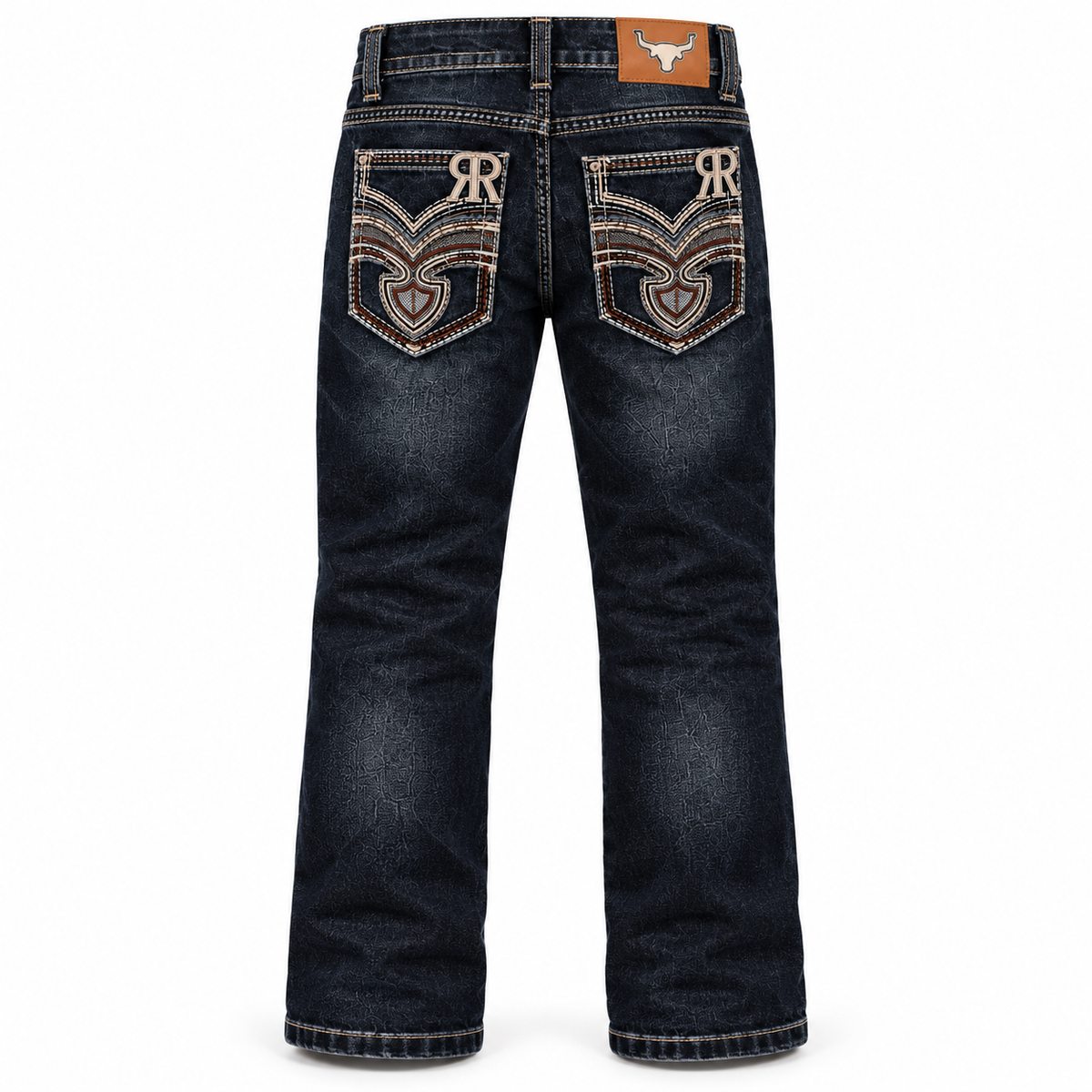 Kids western jeans P-1505 Super Dark back view