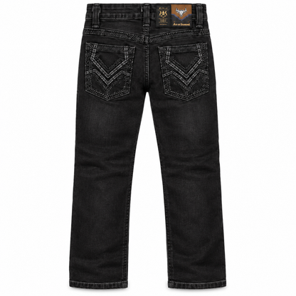 Kids western jeans P-1515 Jet Black back view