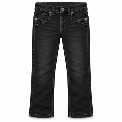 Kids western jeans P-1515 Jet Black front view