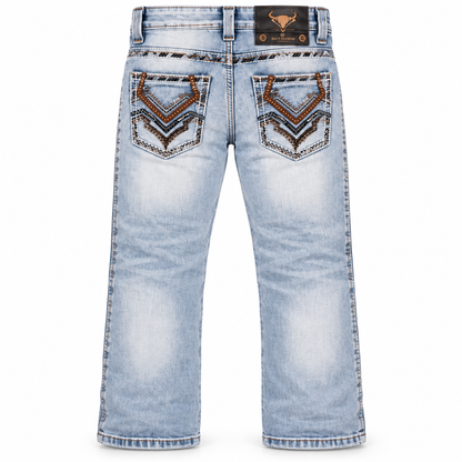 Kids western jeans P-1515 Light Wash back view