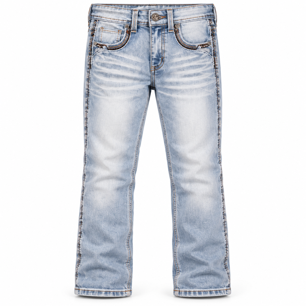 Kids western jeans P-1515 Light Wash front view
