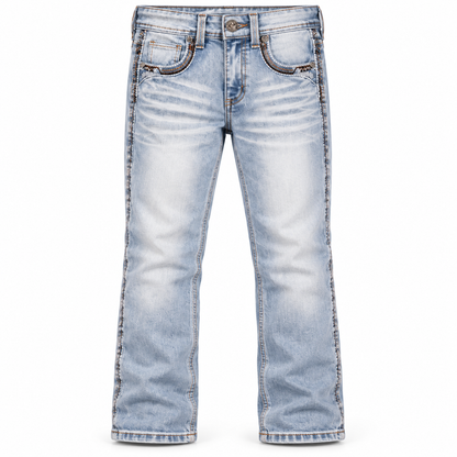Kids western jeans P-1515 Light Wash front view