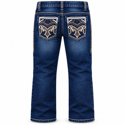 Kids western jeans P-1520 Dark Blue back view