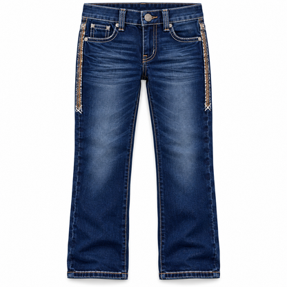 Kids western jeans P-1520 Dark Blue front view
