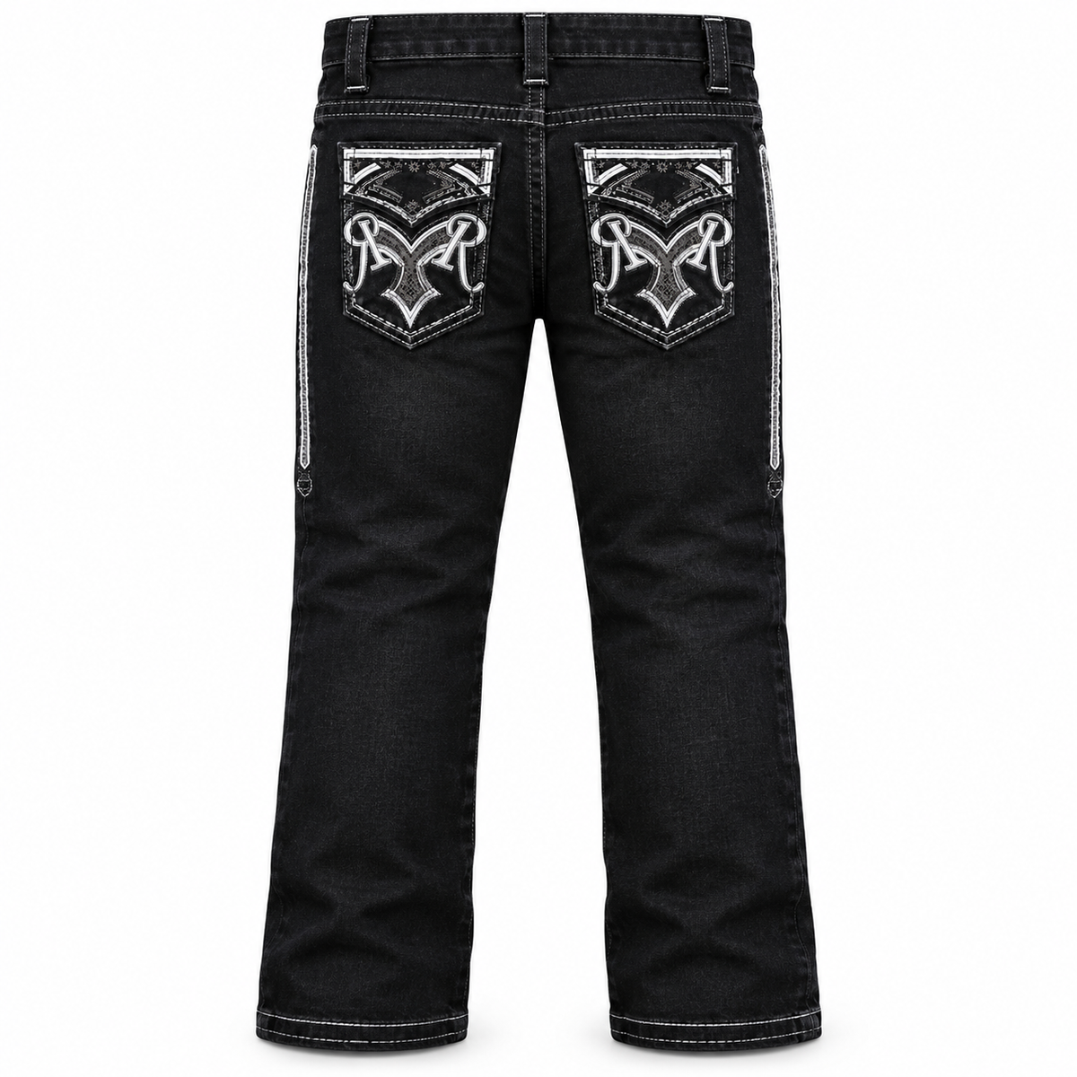 Kids western jeans P-1520 Jet Black White back view