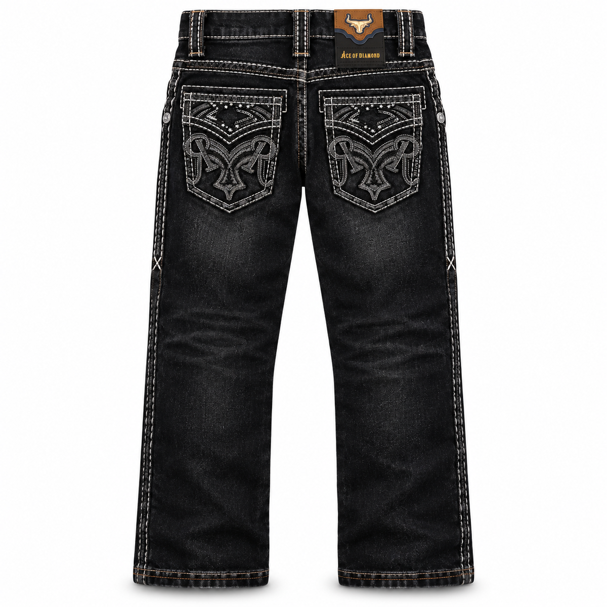 Kids western jeans P-1520 Jet Black back view