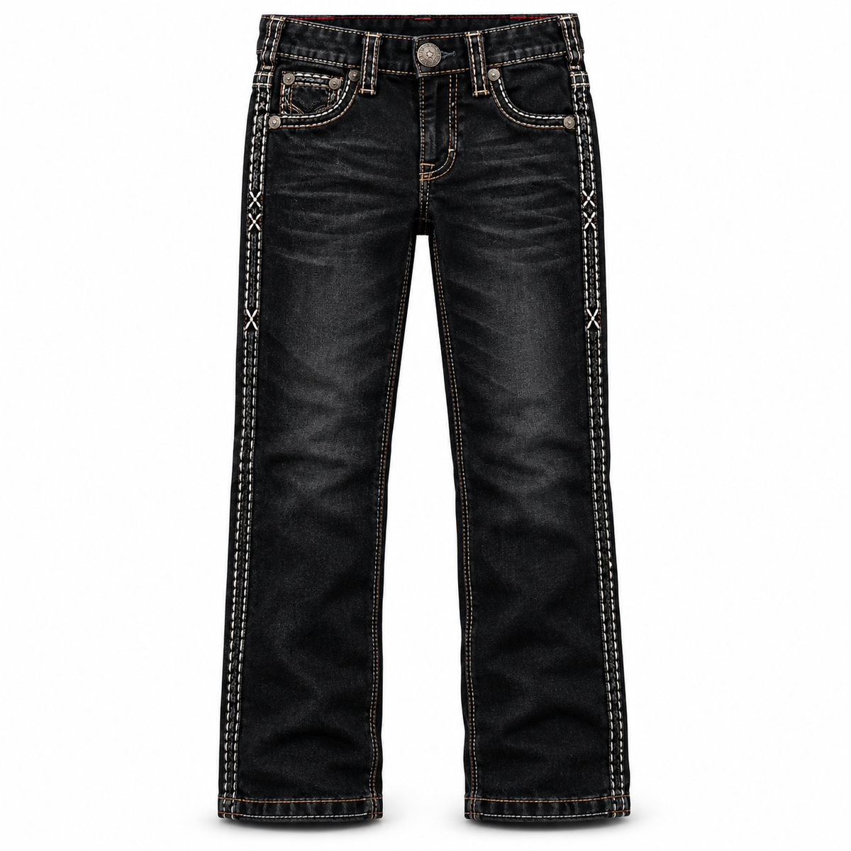 Kids western jeans P-1520 Jet Black front view