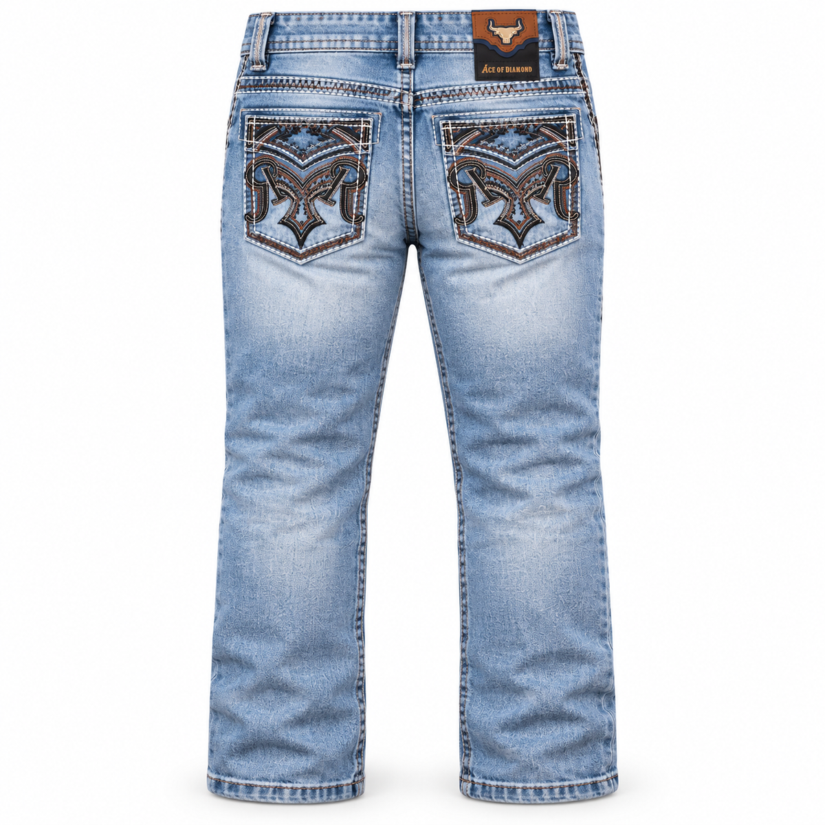 Kids western jeans P-1520 Light Blue back view