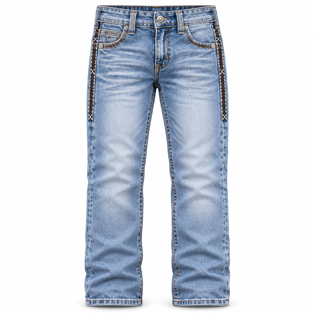 Kids western jeans P-1520 Light Blue front view