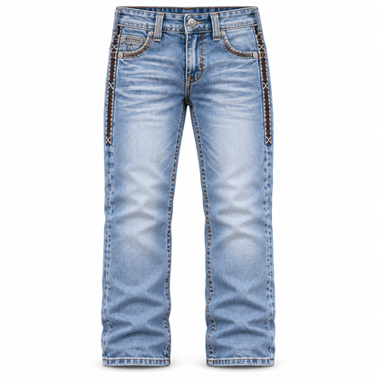 Kids western jeans P-1520 Light Blue front view
