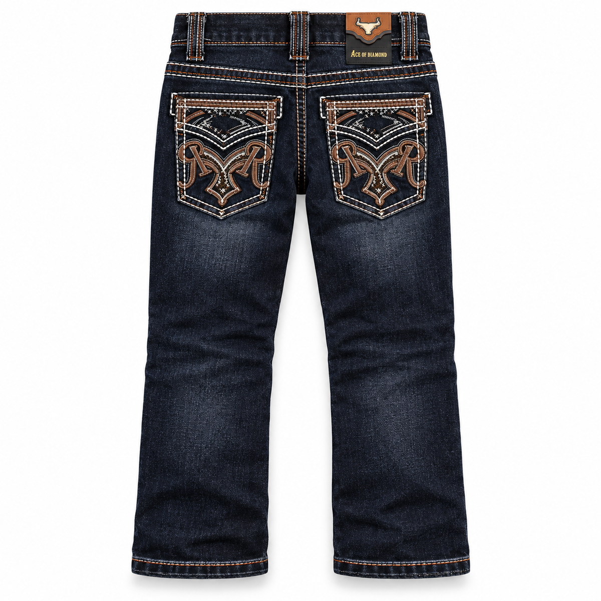 Kids western jeans P-1520 Super Dark back view
