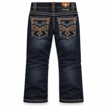 Kids western jeans P-1520 Super Dark back view