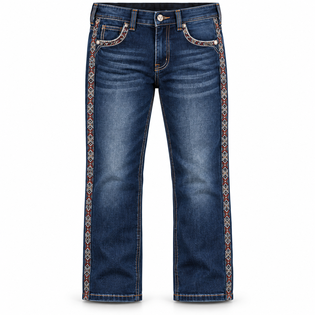 Kids western jeans P-1525 Dark Blue front view