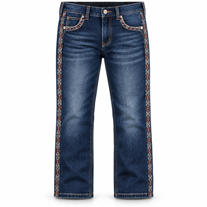 Kids western jeans P-1525 Dark Blue front view