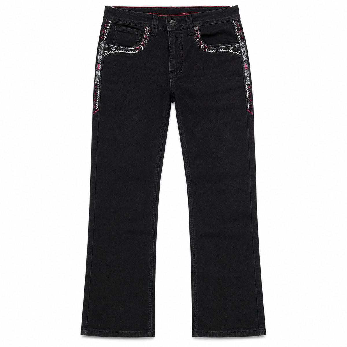 Men's Black Western Bootcut Jeans with Embroidered Pockets – P-1525