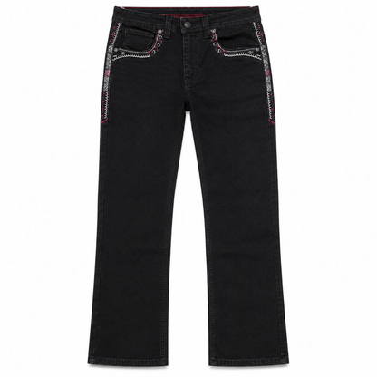 Men's Black Western Bootcut Jeans with Embroidered Pockets – P-1525