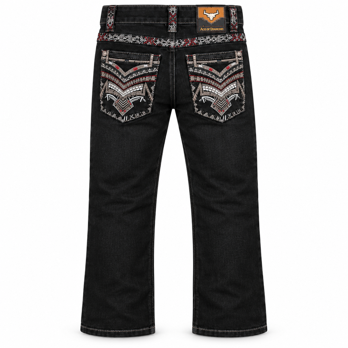 Kids western jeans P-1525 Jet Black back view