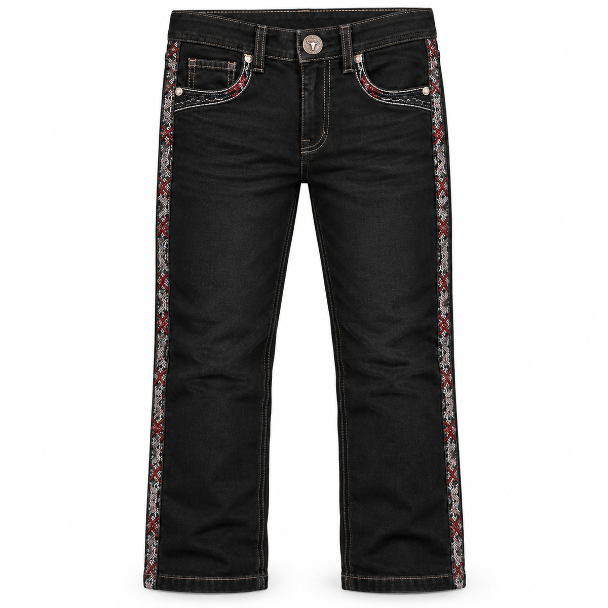 Kids western jeans P-1525 Jet Black front view