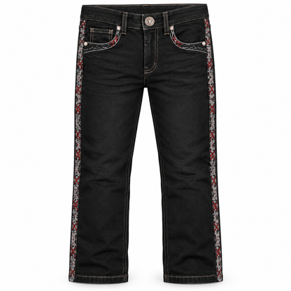 Kids western jeans P-1525 Jet Black front view