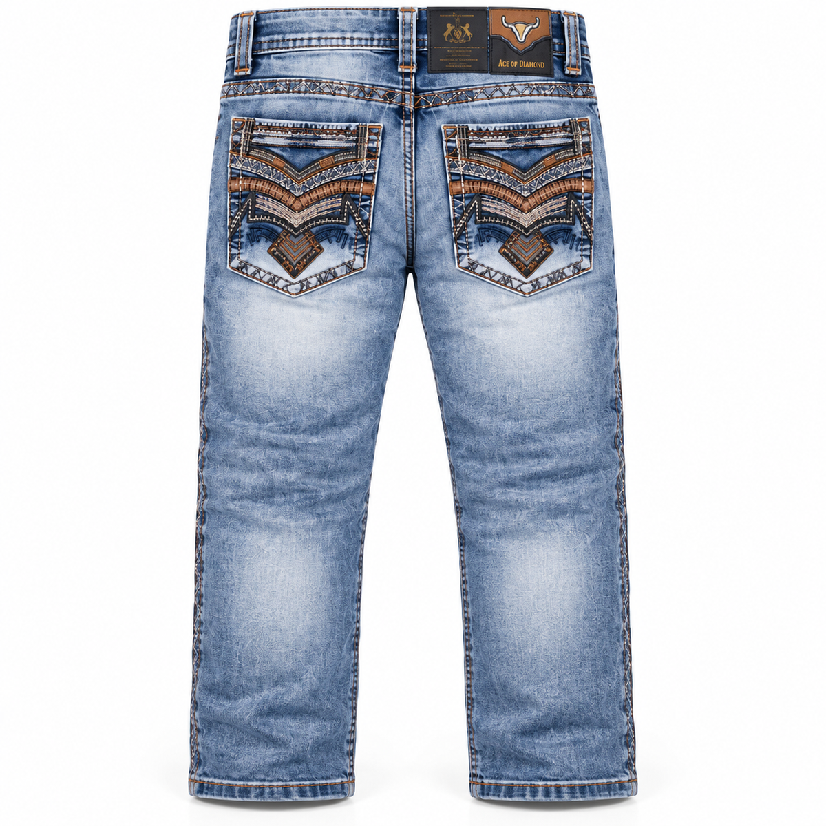 Kids western jeans P-1525 Wash Blue back view