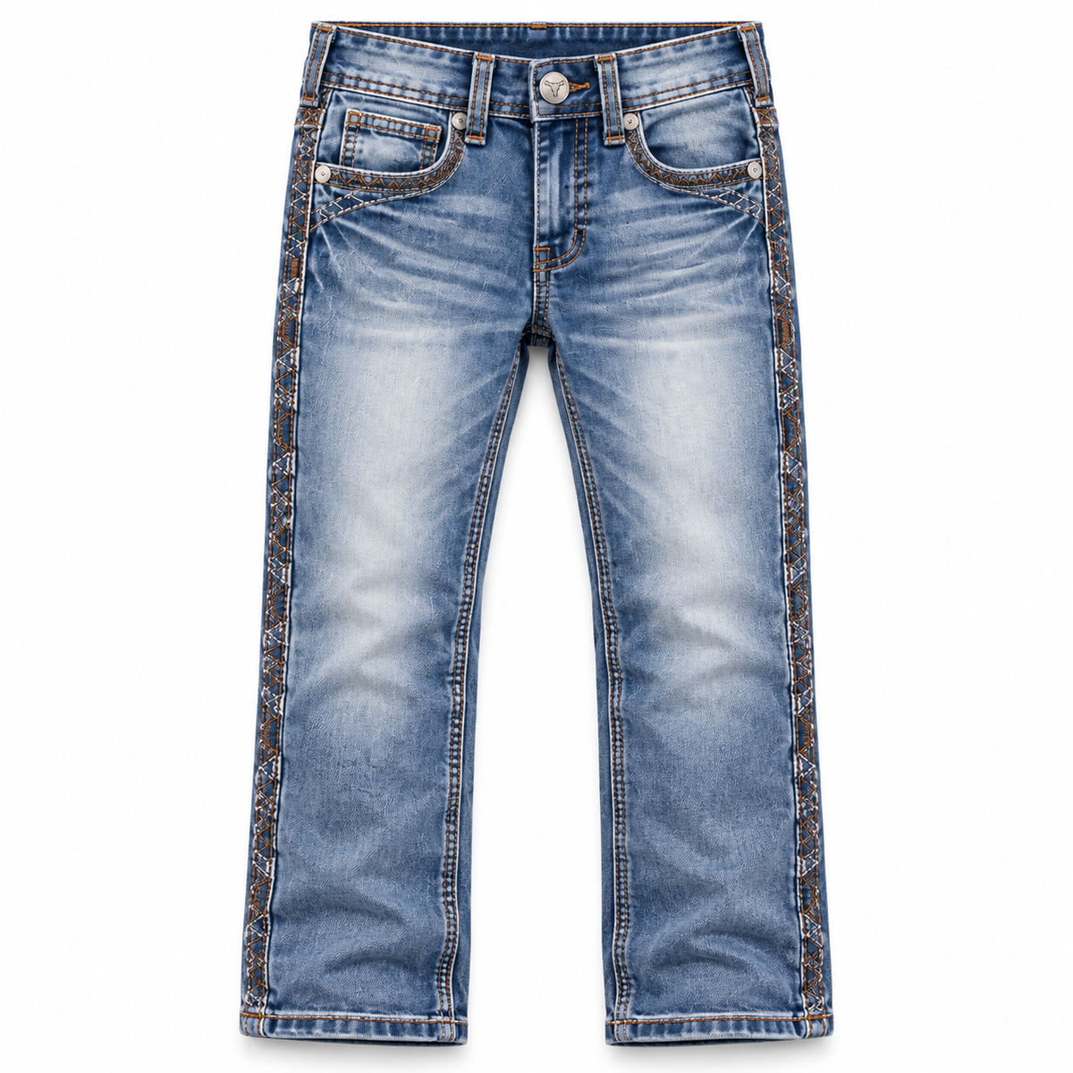 Kids western jeans P-1525 Wash Blue front view